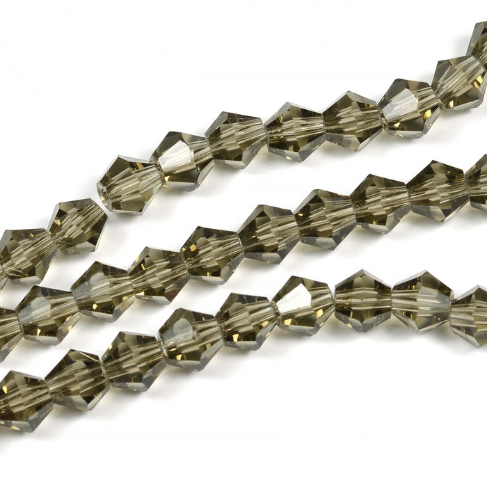 Bicone glaspärlor, taupe, 6mm