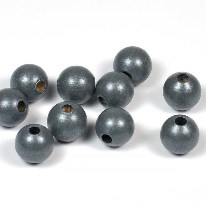 Träpärlor, 10mm, pärlemor-mörkgrå, 50st