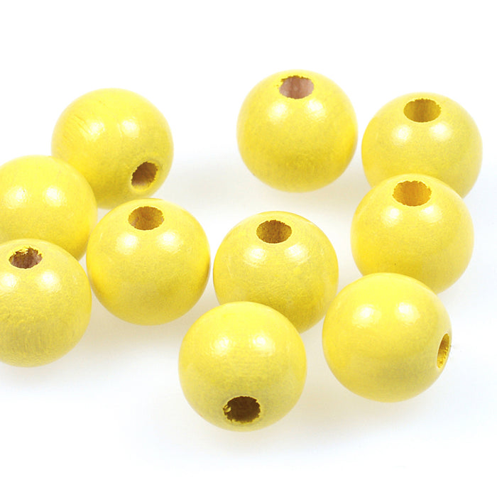 Träpärlor, 15mm, pastellgul, 20st