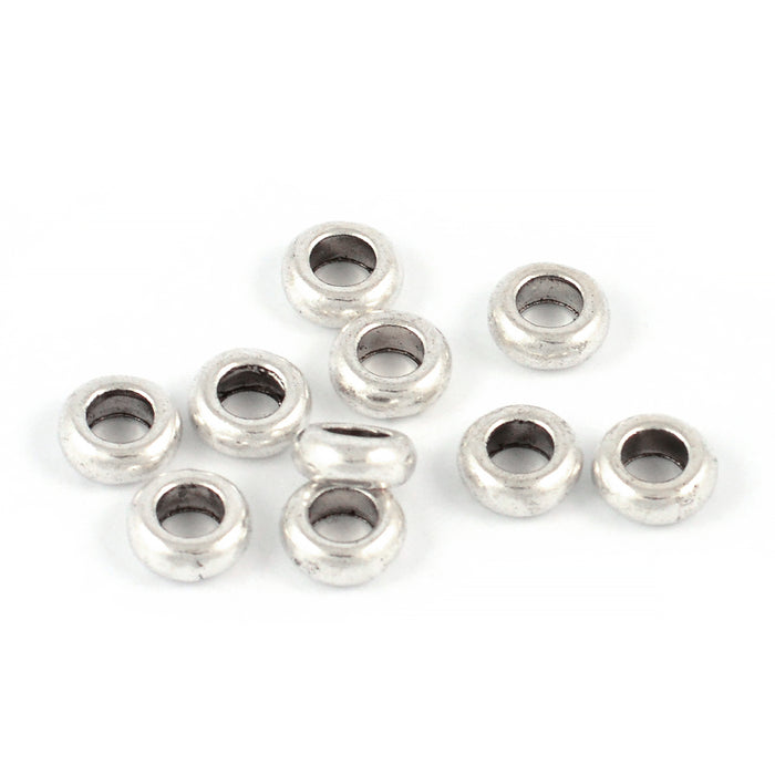 Mellandelar, stilrena rondeller, antiksilver, 7mm, 20st