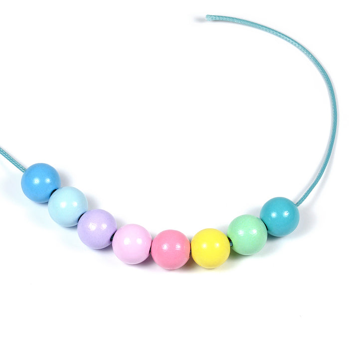 Pysselset med träpärlor, 15mm, ljus färgmix