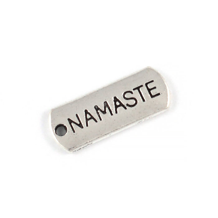 Berlock/tag "namaste", antiksilver, 21mm, 5st