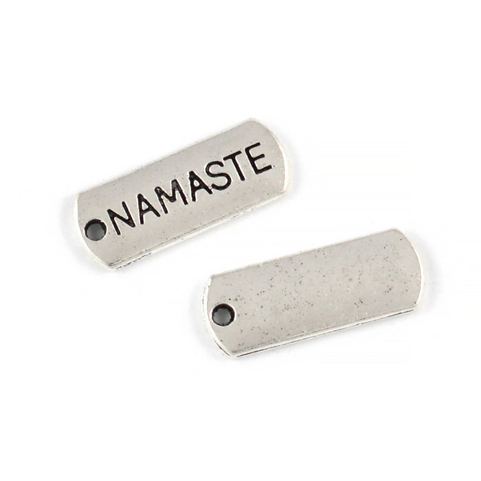 Berlock/tag "namaste", antiksilver, 21mm, 5st