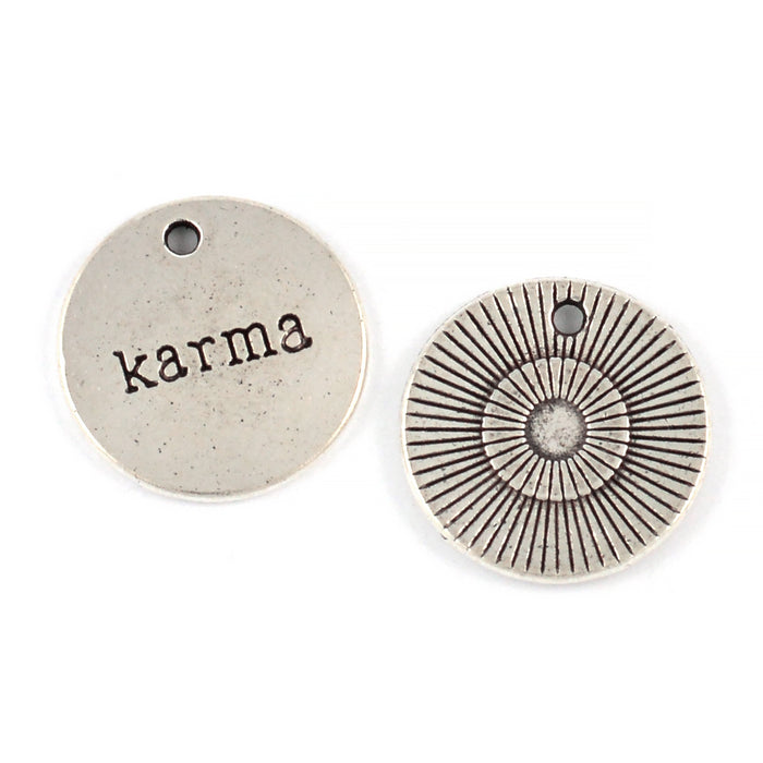 Berlock, rund "karma", antiksilver, 20mm, 5st