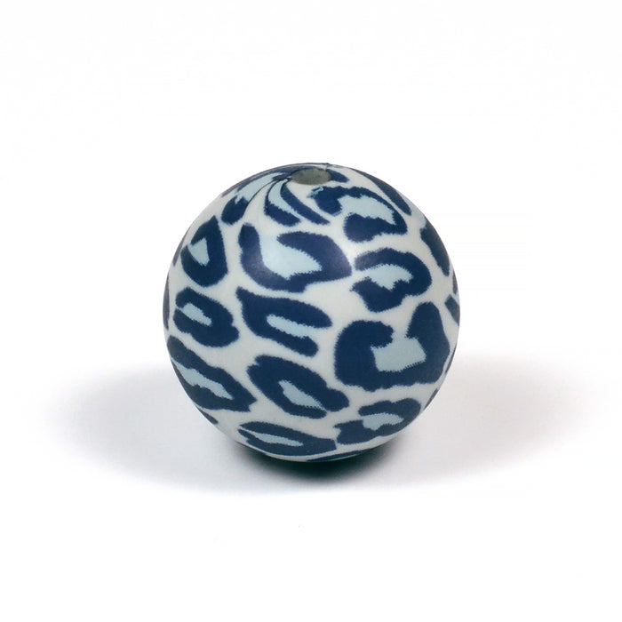 Silikonpärlor, leopard grå, 19mm