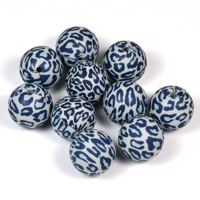 Silikonpärlor, leopard grå, 19mm