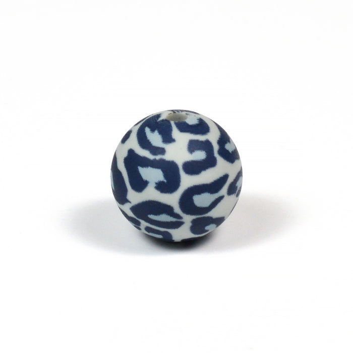 Silikonpärlor, leopard grå, 15mm