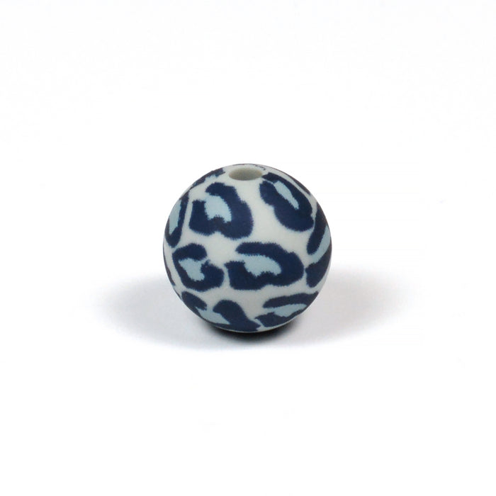 Silikonpärlor, leopard grå, 12mm