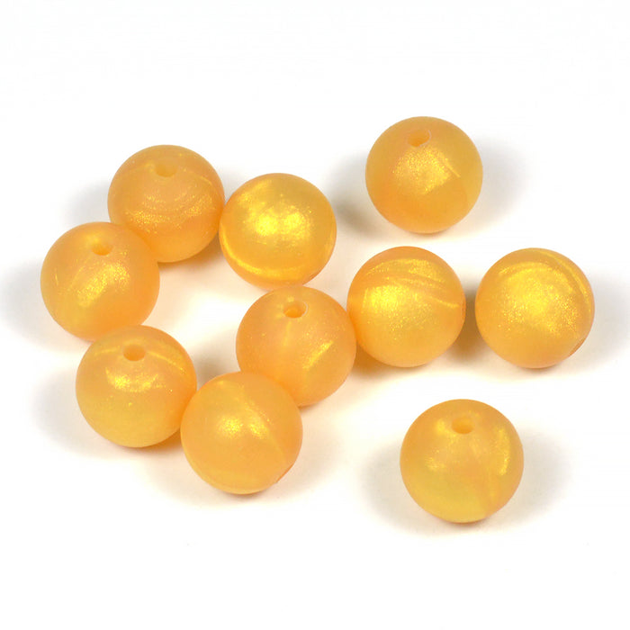 Silikonpärlor, pärlemor-guld, 12mm