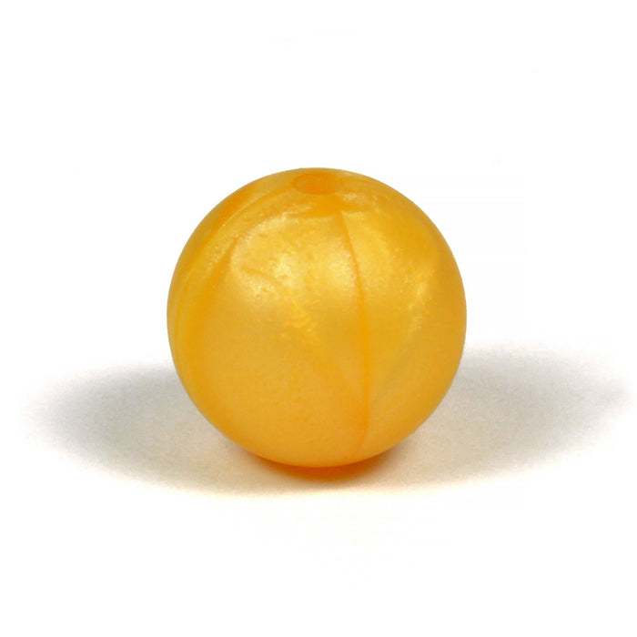 Silikonpärlor, pärlemor-guld, 15mm