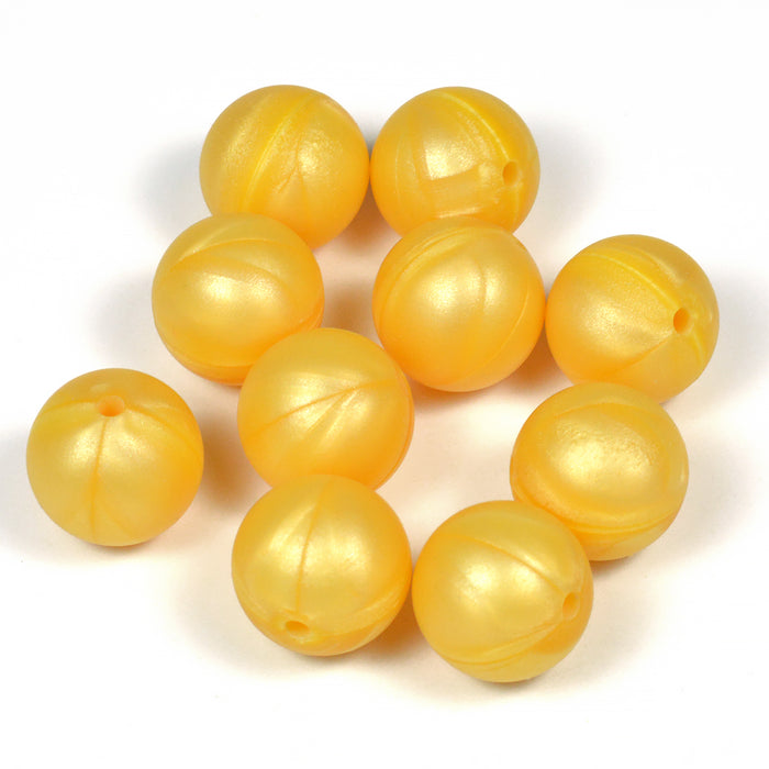 Silikonpärlor, pärlemor-guld, 15mm