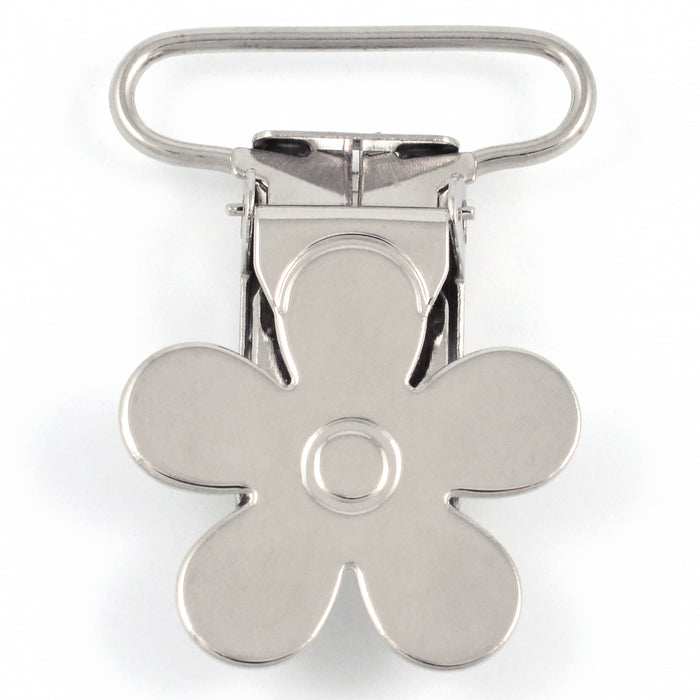Metallclips, blomma, silver