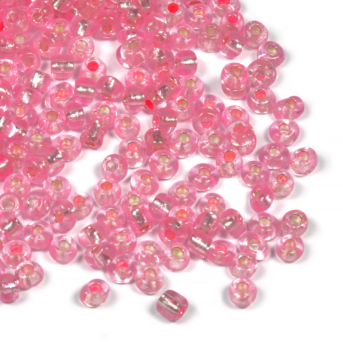 Seed Beads, 4mm, silverlined ljusrosa, 30g
