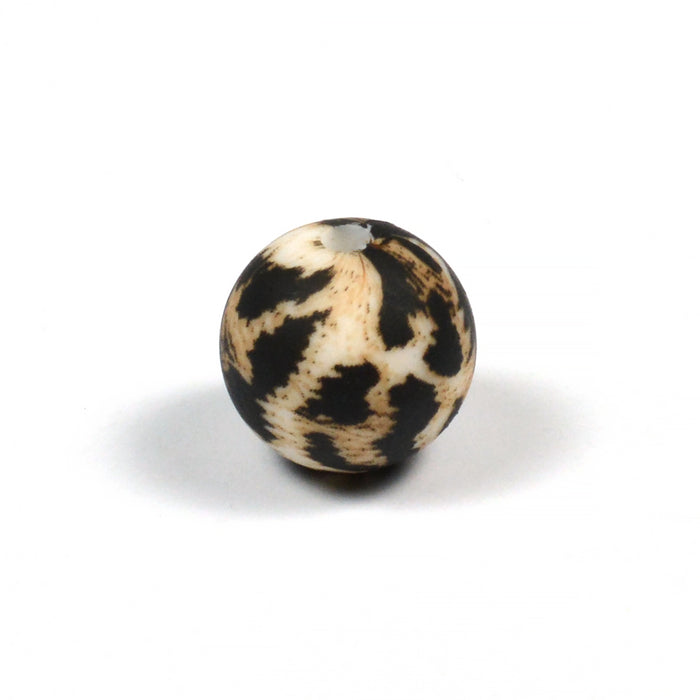 Silikonpärlor, leopard päls, 12mm