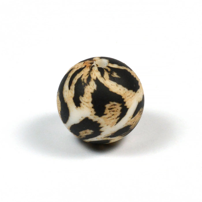 Silikonpärlor, leopard päls, 15mm