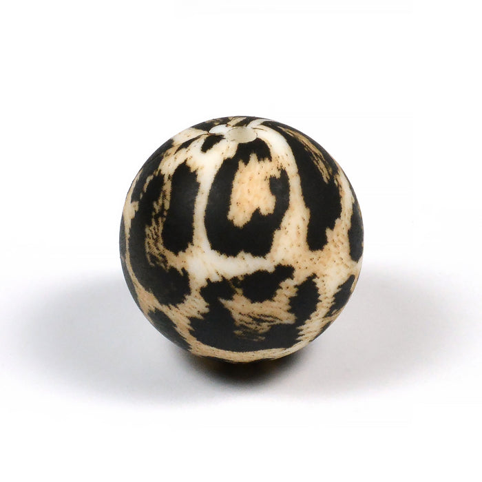 Silikonpärlor, leopard päls, 19mm
