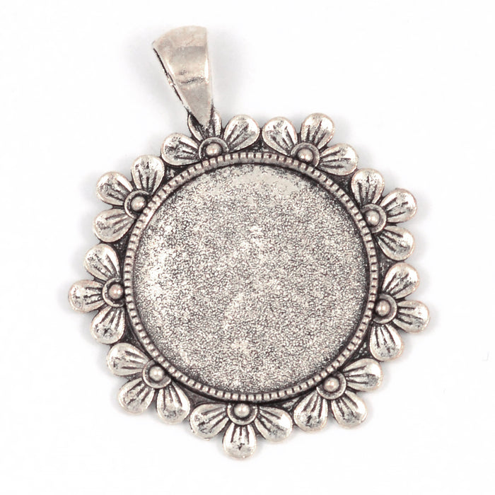Ramberlock med blommor, antiksilver, 25mm