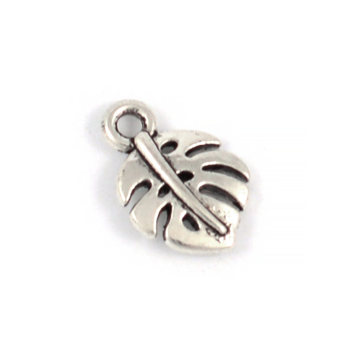 Berlock monstera blad, antiksilver, 10mm, 10st