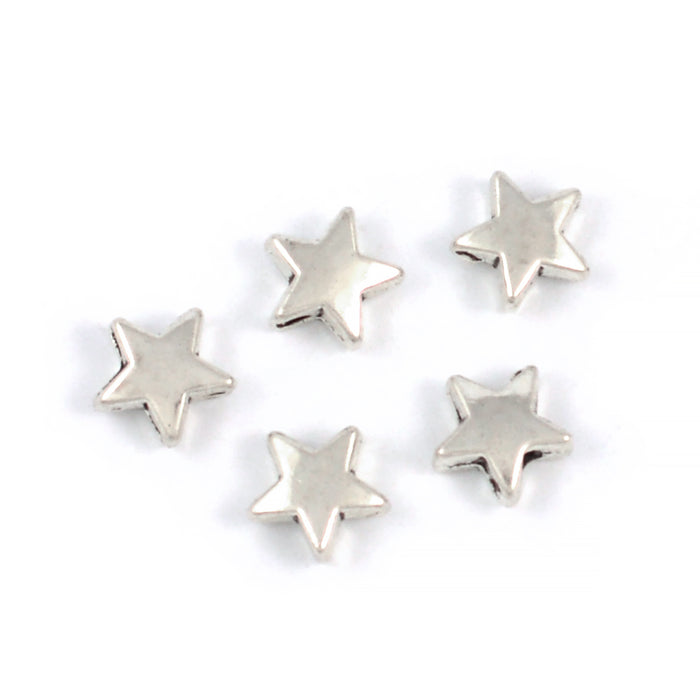 Metallpärlor, stjärnor, antiksilver, 8mm, 20st