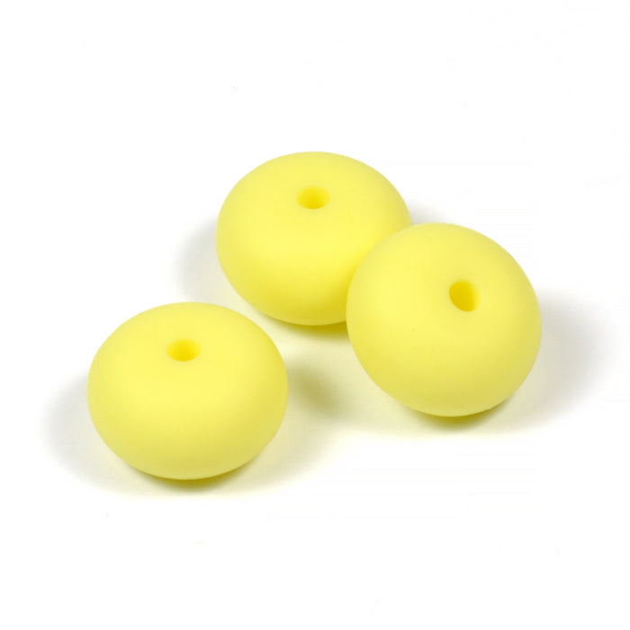 Abacus silikonpärlor, pastellgul, 3st
