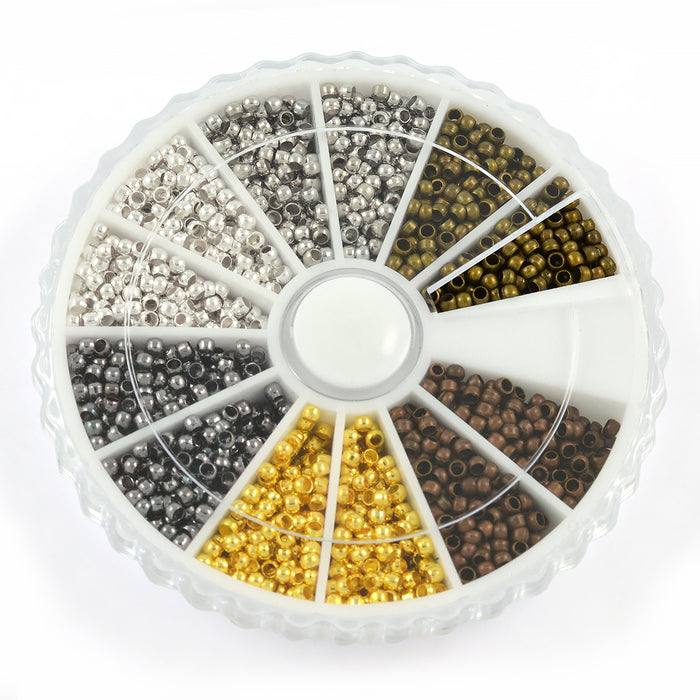 Låda med klämpärlor, mix, 2mm, 3.000st