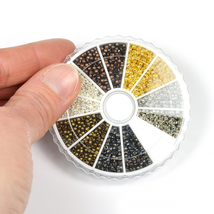 Låda med klämpärlor, mix, 2mm, 3.000st