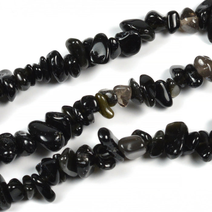 Obsidian pärlor, chips, 4-8mm
