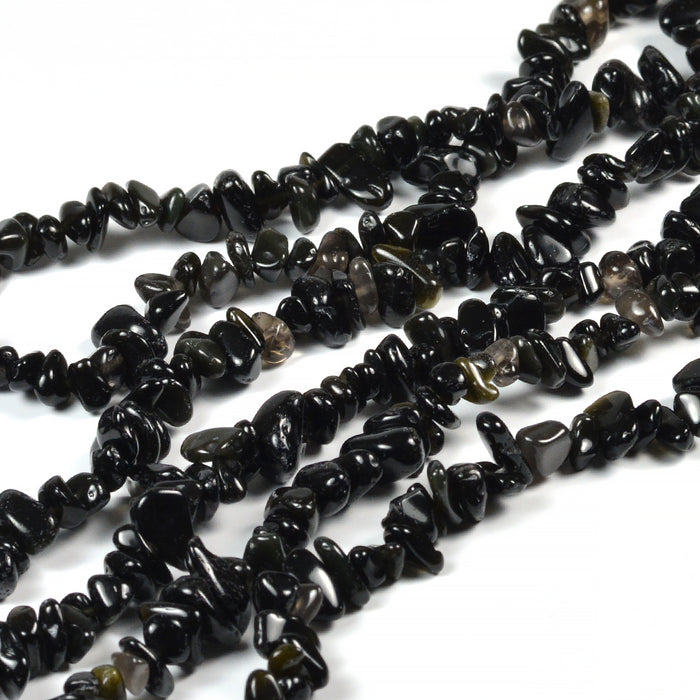 Obsidian pärlor, chips, 4-8mm