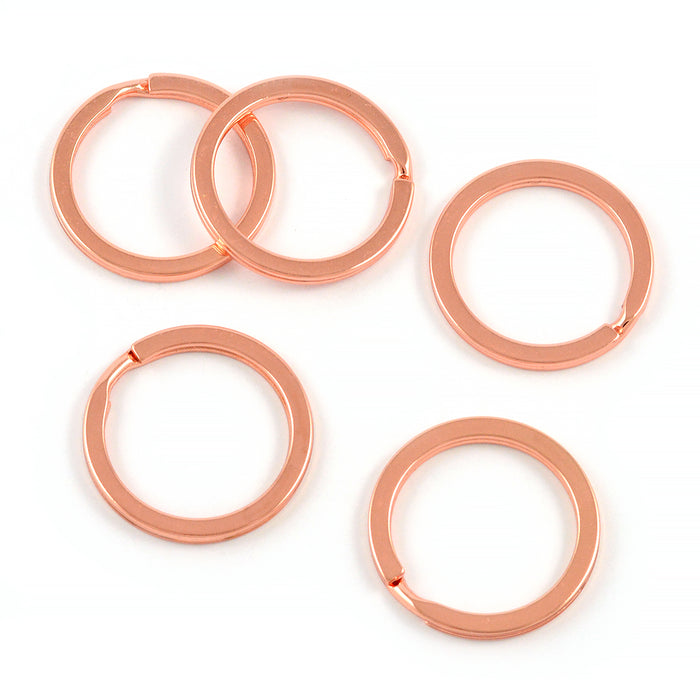 Platta nyckelringar, roséguld, 25mm, 5st