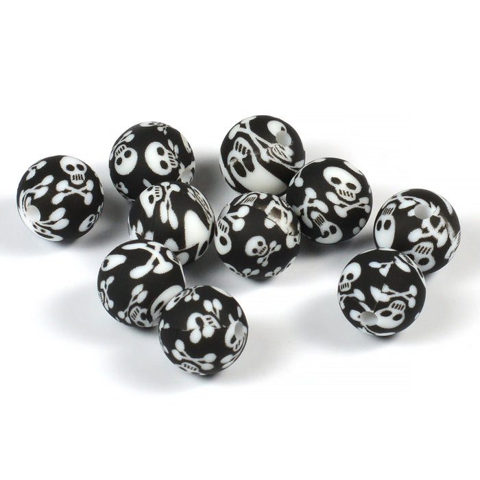 Silikonpärlor, skull, 12mm