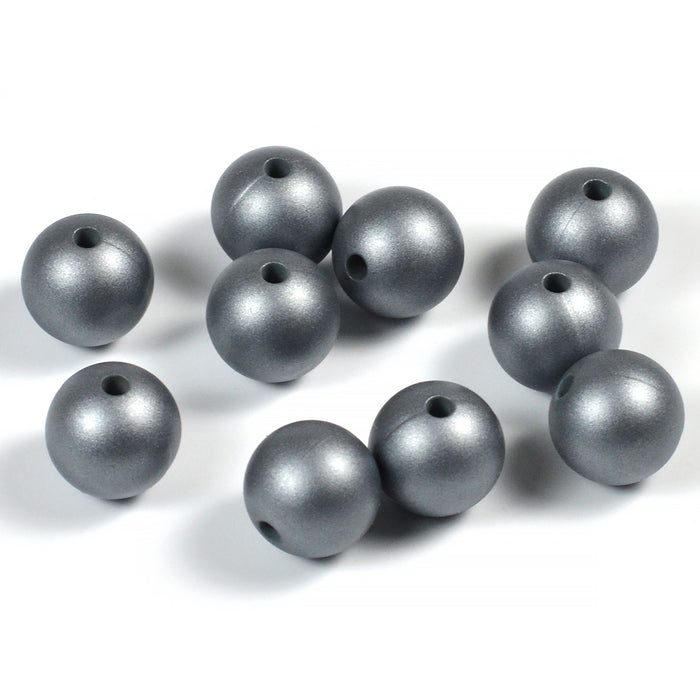 Silikonpärlor, dark silver, 12mm
