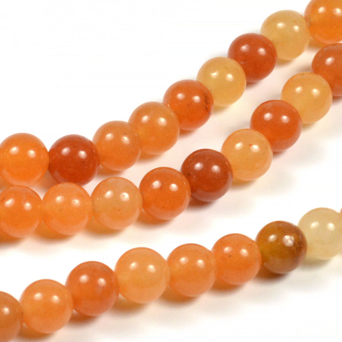Aventurin pärlor, ljus orange, 6mm