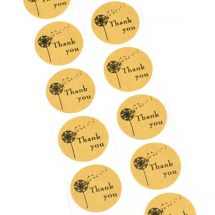 Klistermärken, natur med maskros "thank you", 25mm, 24st