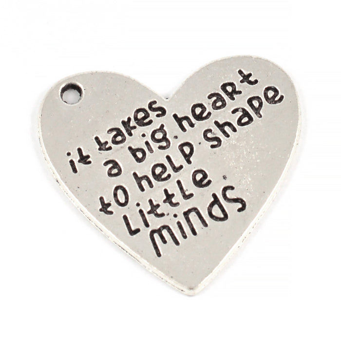 Berlock, hjärta "it takes a big heart...", antiksilver, 29x27mm, 2st