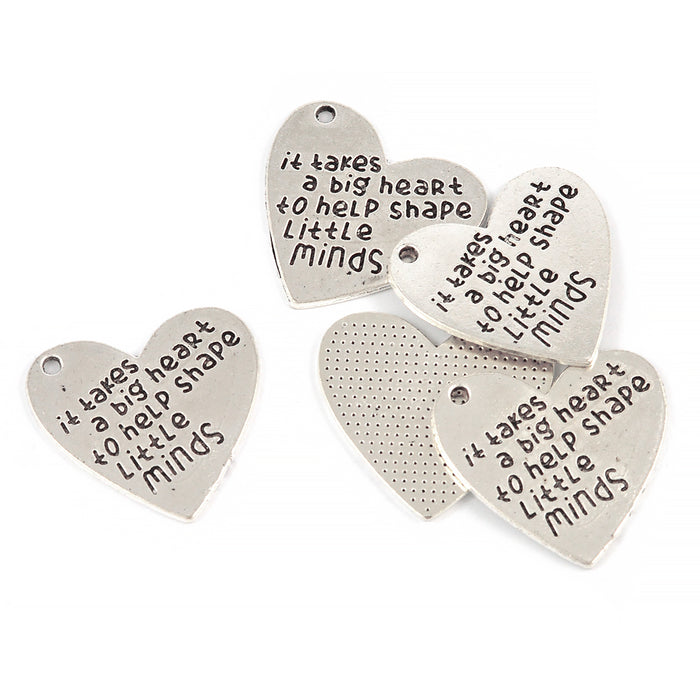 Berlock, hjärta "it takes a big heart...", antiksilver, 29x27mm, 2st
