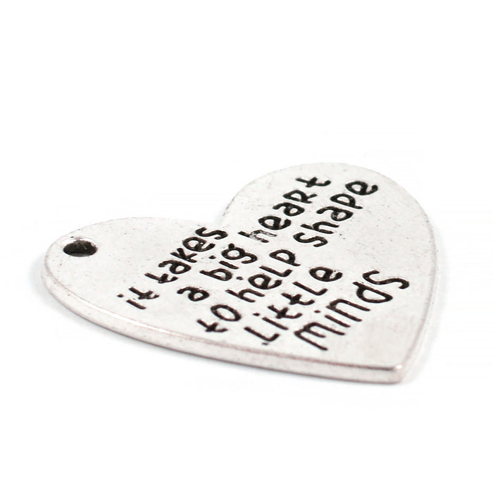 Berlock, hjärta "it takes a big heart...", antiksilver, 29x27mm, 2st