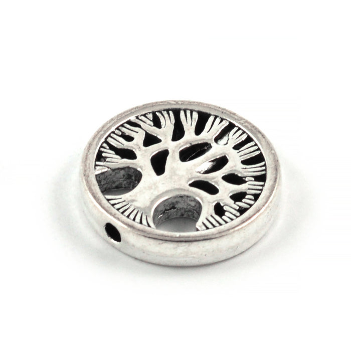 Metallpärlor, livsträd, antiksilver, 18mm, 3st