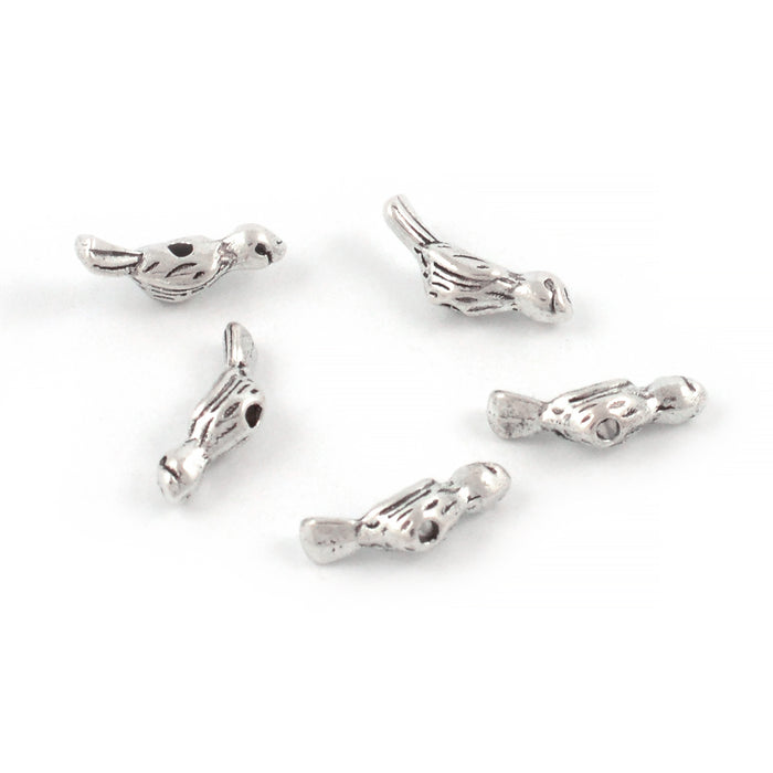 Metallpärlor, fåglar, antiksilver, 11x4mm, 20st