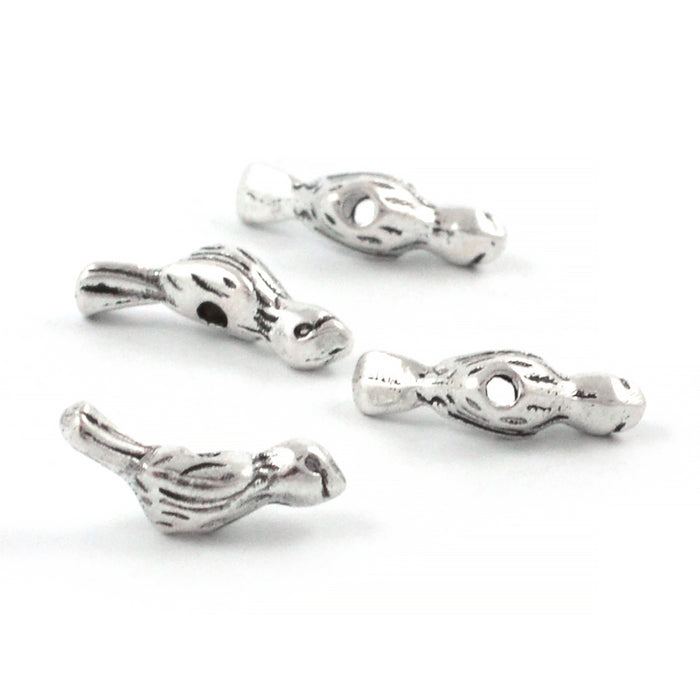 Metallpärlor, fåglar, antiksilver, 11x4mm, 20st