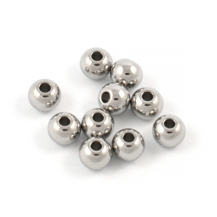 Runda pärlor av rostfritt stål, 6mm, 12st