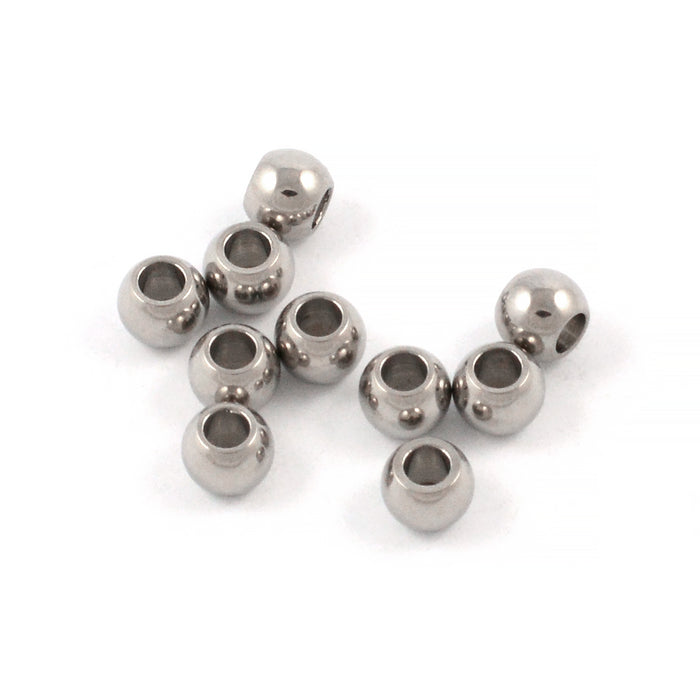 Runda pärlor av rostfritt stål, 5mm, 20st