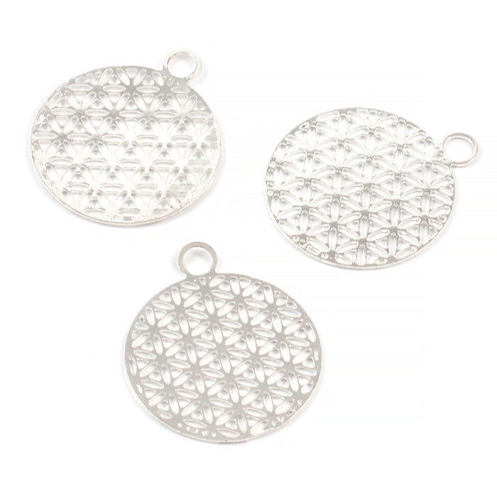 Tunn berlock, "Flower of Life", silver, 20mm, 1st