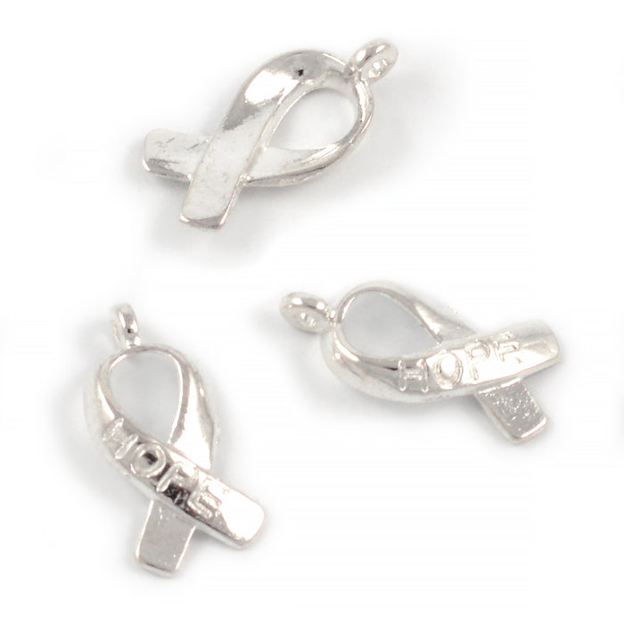 Berlock, awareness symbol "hope", silver, 8x14mm, 10st