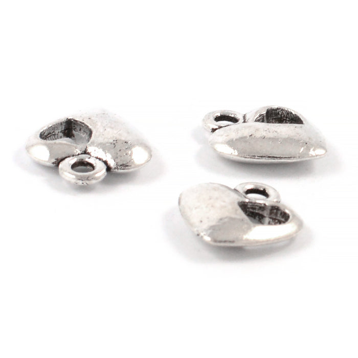 Berlock med utstansat hjärta, antiksilver, 11mm, 10st