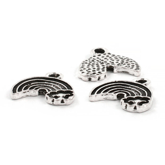 Berlock, regnbåge, antiksilver, 14x11mm, 10st
