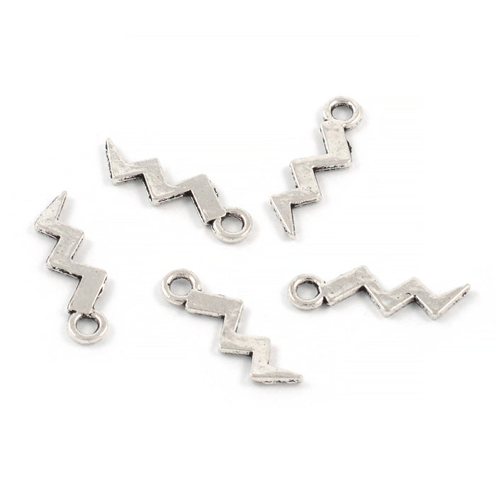 Berlock, liten blixt, antiksilver, 4x13mm, 20st