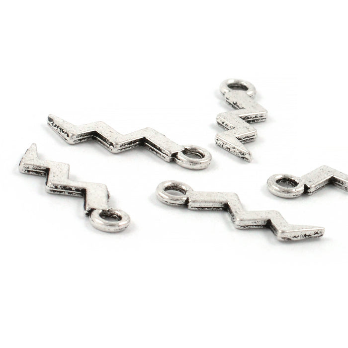 Berlock, liten blixt, antiksilver, 4x13mm, 20st