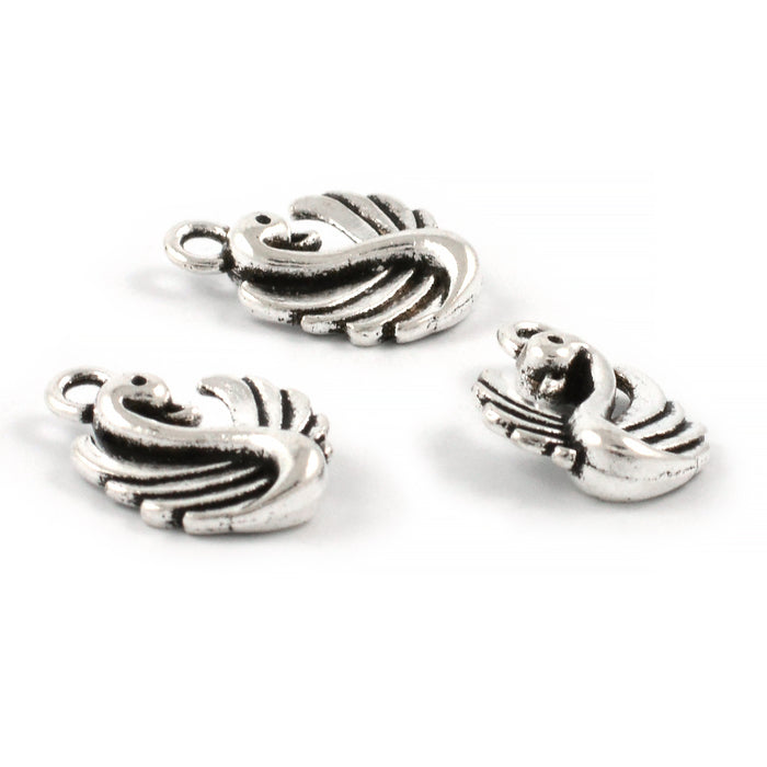 Berlock, svan, antiksilver, 12x13mm, 5st