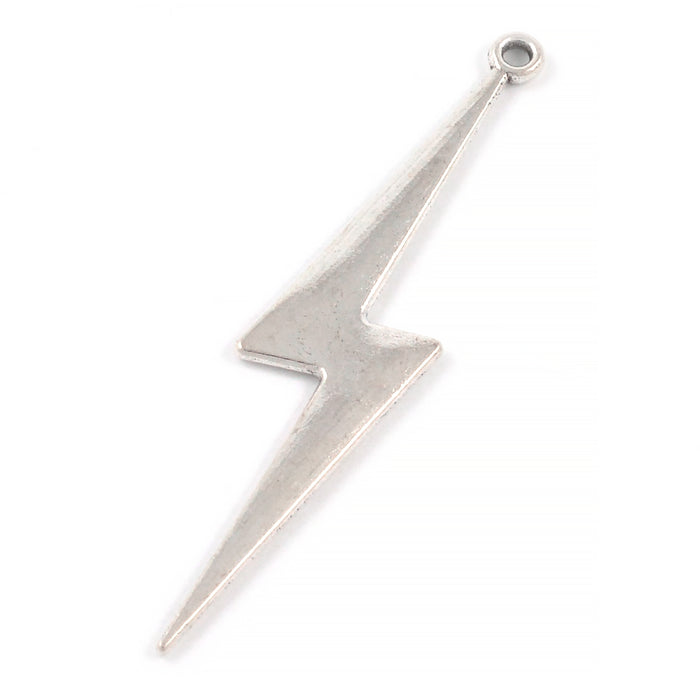 Berlock, stor blixt, antiksilver, 12x48mm, 2st