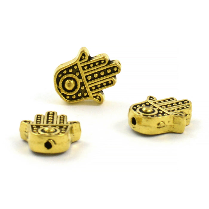 Metallpärlor, Hamsas hand, antikguld, 10x12mm, 10st